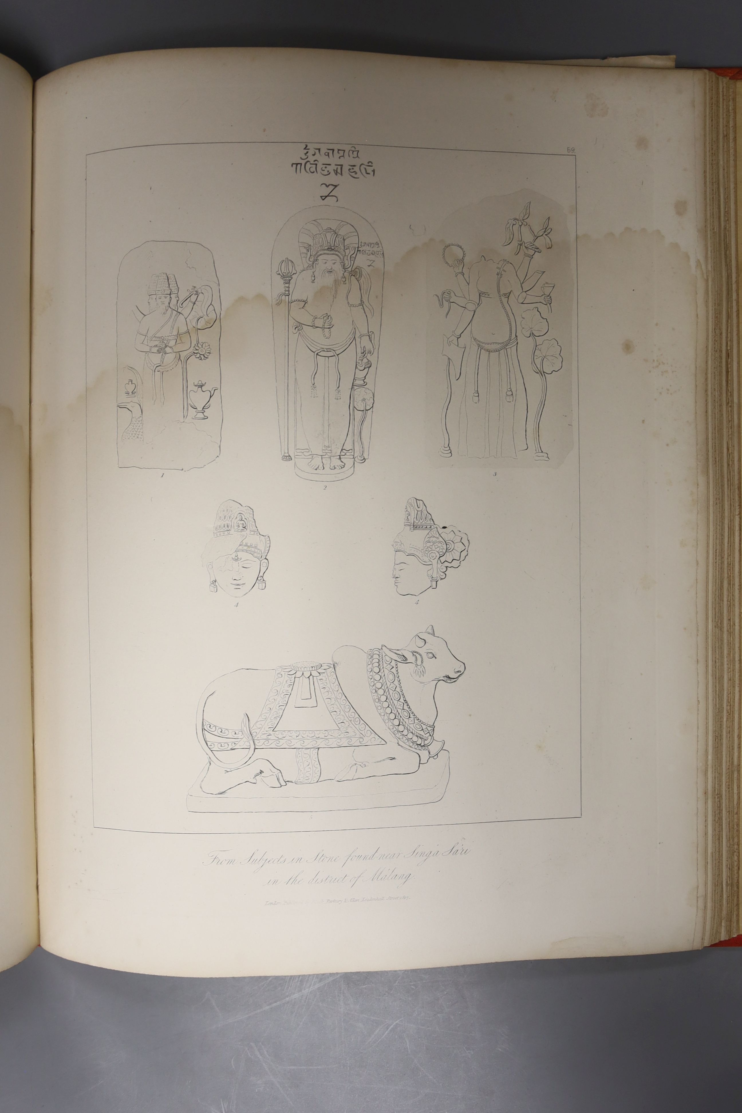 Raffles, Thomas, Stamford, Sir - Plates to Raffles History of Java, plates badly water stained, Henry G. Bohn, London, 1844